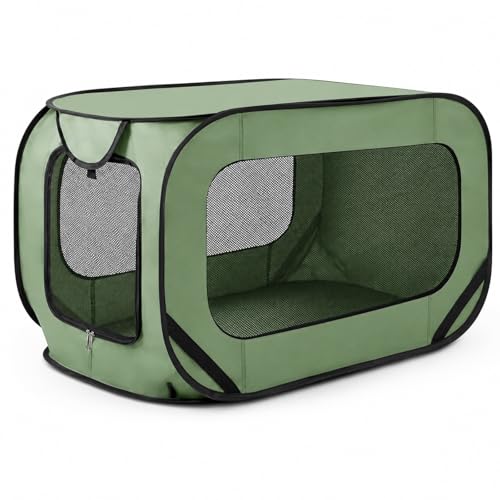GOOGO Trasportino pieghevole per cani, 92×52×52 cm, box morbido in Oxford con rete traspirante e design portatile, per casa, campeggio e viaggi, fino a 29 kg (verde)