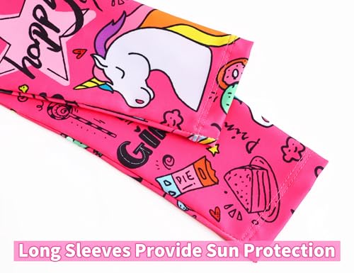Image of Snowheart Girls Rash Guard Sets Long Sleeves Swimsuit 2 Pieces Tankini Bathing Suit Swimwear for Girls 3-12 Years