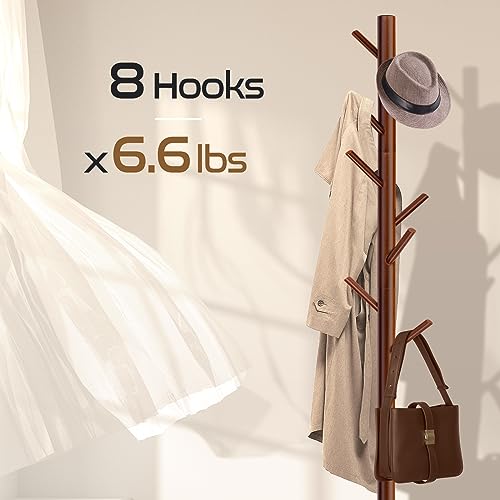 Save 37% on Freyawin Solid Wooden Coat Rack with 8 Hooks - Image 3