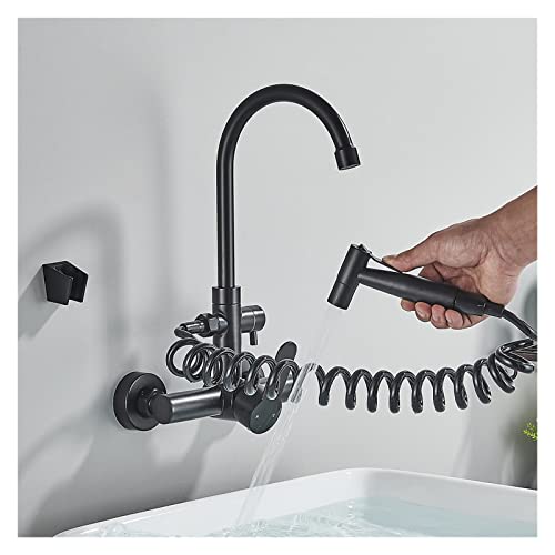 Robinet de cuisine noir double mode avec douchette extractible 360° - 6