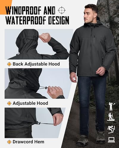 33,000ft Men's Packable Rain Jacket Lightweight Rain Shell Jacket with Hood Waterproof Raincoat for Cycling4