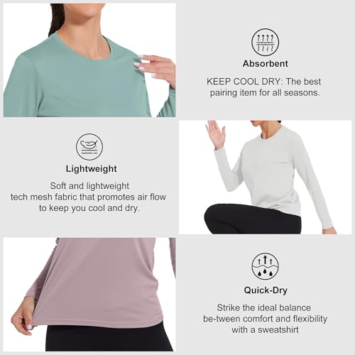 5 Pack Women Long Sleeve Shirts Running UV Rash Guard Casual Tops Sun Protection Workout Hiking T Shirts for Women3