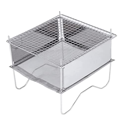 Parrilla plegable de acero inoxidable para barbacoa, estufa de camping portátil y soporte para fogata para cocinar al aire libre y picnics
