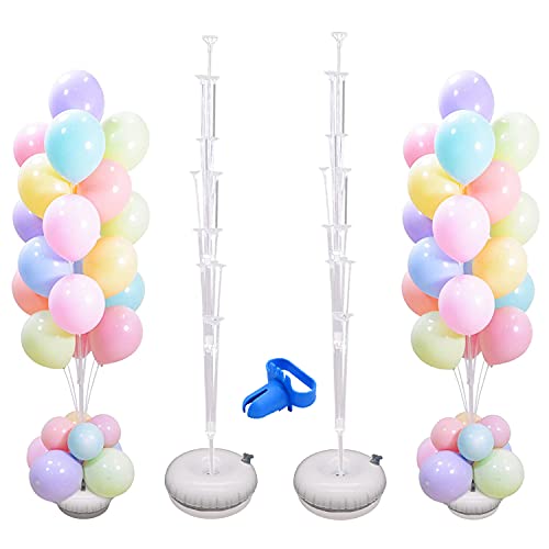 Ballonsäulenständer Kit Basis 2 Stück Sets 1.6 Meter Einstellbare Ballonbaum mit Wassergefüllte Basis Ballonturm Dekoration für Geburtstag Gartenparty Hochzeit Halloween Party Supplies Weihnachten Cover
