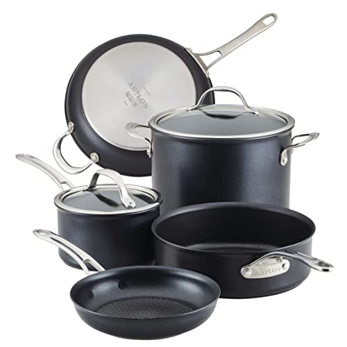Anolon X Hybrid Nonstick Cookware/Pots and Pans Set, 7 Piece, Dark Gray