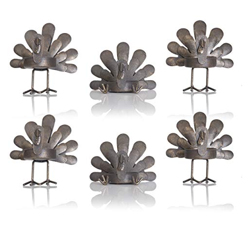 Besti Set Of 6 Turkey Tealight Candleholders - Rustic Home Thanksgiving Decor - Metal Holders For Real Or Led Tea Light Candles - Holiday Decorations For Mantle, Window Or Table Setting Centerpiece #TOP24