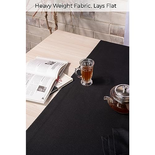 DMoksha-Homes-Black-Table-Runner-14-x-120-Inch-Faux-Linen-Table-Runner-Wrinkle-Resistant-Machine-Washable-Table-Runner-100-Recycled-Fabric DMoksha Homes Black Table Runner 14 x 120 Inch Faux Linen Table Runner Wrinkle Resistant Machine Washable Table Runner 100 Recycled Fabric