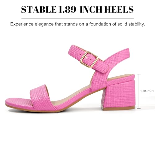 WONGXWAY Women's Chunky Heels Open Toe Ankle Strap Block Heels Holiday Wedding Dress Work Party Pumps Shoes(Pink,6) by WONGXWAY - Used condition - Image 5
