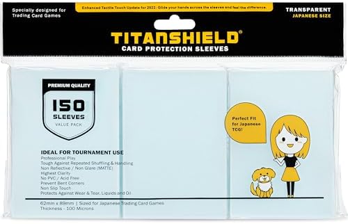 (150 Sleeves/Clear) Small Japanese Sized Trading Card Sleeves Deck Protector Compatible with Yu-Gi-Oh, Cardfight!! Vanguard & More