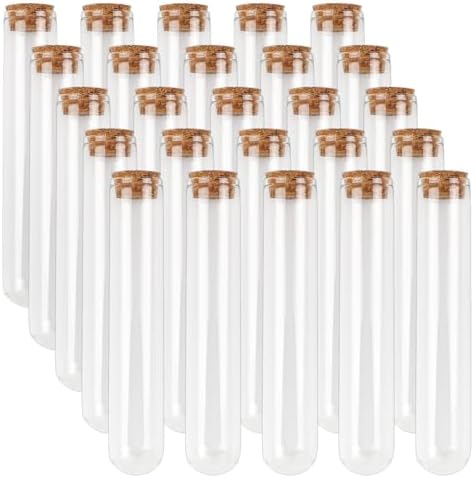 25pcs 50ml Glass Test Tubes with Cork Stoppers 25x140mm