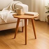 FendiHome Modern Flower-Shaped Wooden Side Table – 35 cm Round Accent Table | Elegant MDF & Beech Wood Design for Living Room, Bedroom & Office (Wooden)