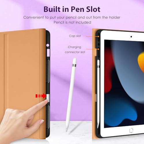 Image of DTTO for iPad 9th /8th /7th Generation 10.2 inch Case 2021 /2020 /2019 with Keyboard, 7 Colors Backlit Wireless Detachable Keyboard Premium Leather Folio Cover with Pencil Holder & Pocket, Dark Purple