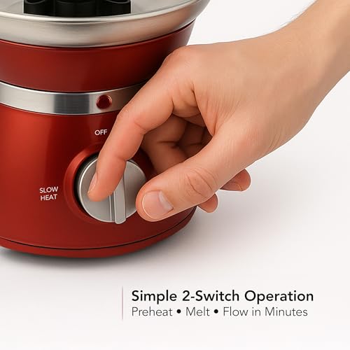 OVENTE 3 Tier Chocolate Fondue Fountain Machine, Stainless Steel Electric Mini Choco Warmer for Parties, Melts Cheese, Liqueurs, Dip Strawberries, Apple Wedges, Vegetables, Candy and More, Red CFS73R by OVENTE - Image 3