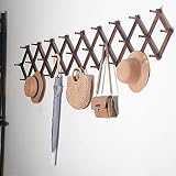 SKOLOO Accordion Wall Hanger, Modern Expandable Coat Rack Wall Mounted, Solid Wooden Wall Hat Rack,