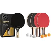 STIGA Carbon+ Ping Pong Paddle 7-ply Extra Light Carbon Fiber Blade 2mm Premium Sponge Concave Pro Handle for Exceptional Grip Performance Table Tennis Racket for Tournament-Level Play Red