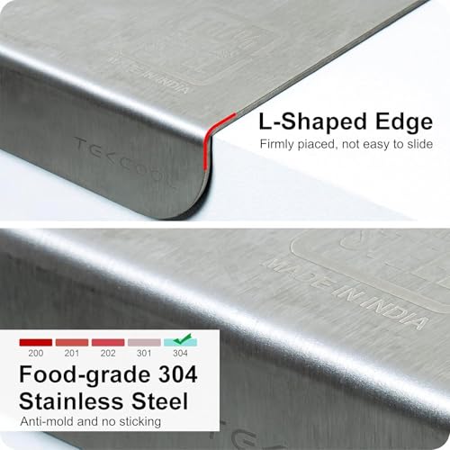Image of TEKCOOL Large Countertop Stainless Steel Chopping Board for Kitchen,Fruit and Vegetable Cutting & Chopping Board (Size 41CM X 31CM)?