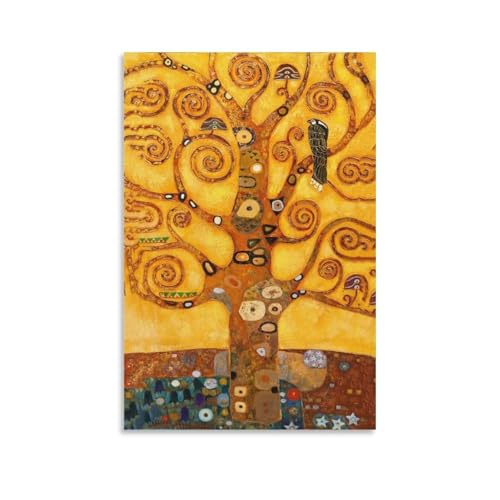 グスタフ・クリムト( 命の木)ポスター ホーム装飾 パネル 壁アート 現代壁掛け 絵画 版画 芸術作品 インテリア12x18inch(30x45cm)