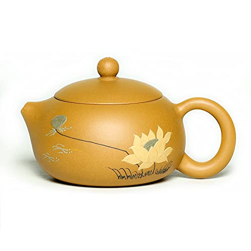 SILINE Zisha Teapot 10.5 oz,Genuine Yixing Clay Half-handmade Tea Pot with Filter,Chinese Kung Fu Infuser Brew Tea Maker Set - Xishi,Yellow Duanni Clay SILINE Zisha Teapot 10.5 oz,Genuine Yixing Clay Half-handmade Tea Pot with Filter,Chinese Kung Fu Infuser Brew Tea Maker Set - Xishi,Yellow Duanni Clay