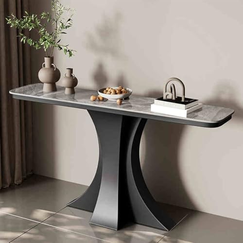 ZARUX Mesa Consola Mesa de Consola Mesa de Entrada Mueble Recibidor Consola Auxiliar de Entrada, Mueble Mesa Grande Clásica, Pequeña Mesa de Exposición(Grey,80cm/31.5in)
