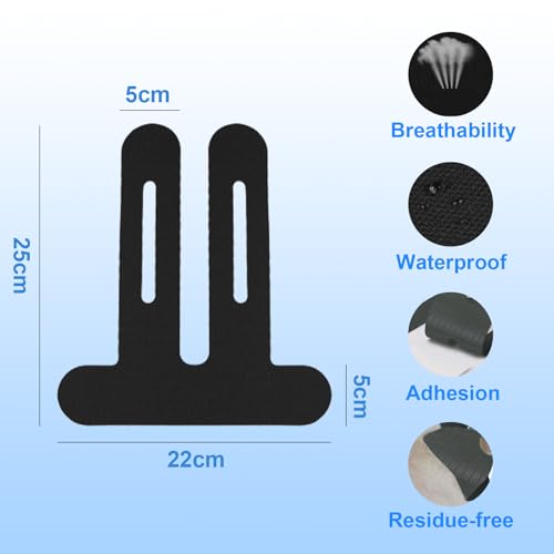 10pcs Precut Kinesiology Tape for Knees, Breathable Elastic Athletic Muscle Tape Strips, Waterproof Knee Pain Relief Athletic Tape for Knee Support, Stability (Black)