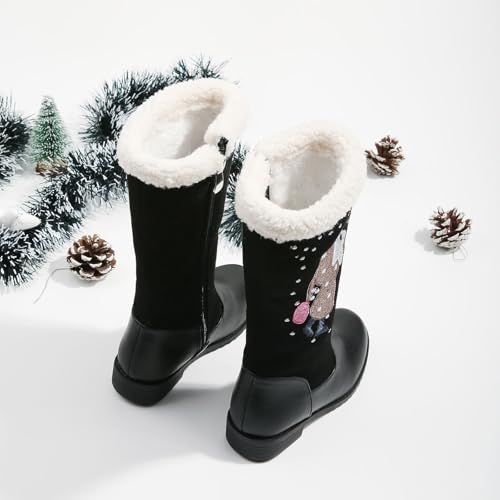 Princess Dress Up Boots for Girls Girls Mid Calf Round Toe Riding Boots with Zipper Comfortable Non Slip Booties3