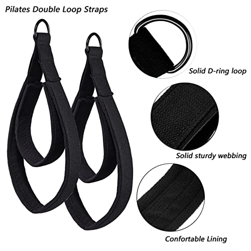 2Pcs Pilates Double Loop Straps Feet Fitness Equipment Straps Double Padded Pilates D-Ring Loops Yoga Double Loop Straps Handle Straps Pilates Reformer Accessories for Home Gym Workout - Image 4