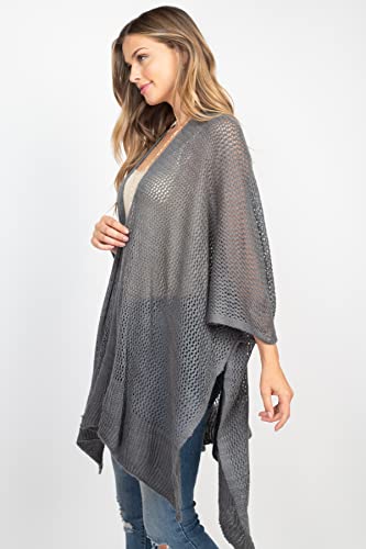 Image of RIAH FASHION Bohemian Sequin Glitter Shawl Wrap Poncho - Kimono Cardigan, Sparkly Metallic Mesh Scarf, Open Knit Crochet