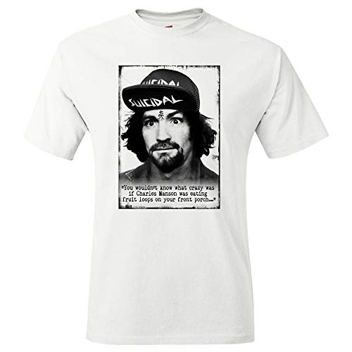 Suicidal Tendencies Official TS66 SxTx Charlie Manson + Sticker - Black & White