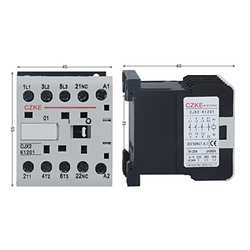 Mini contacteur AC rail DIN EZZON CJX2-K 12A triphasé bobine 220V