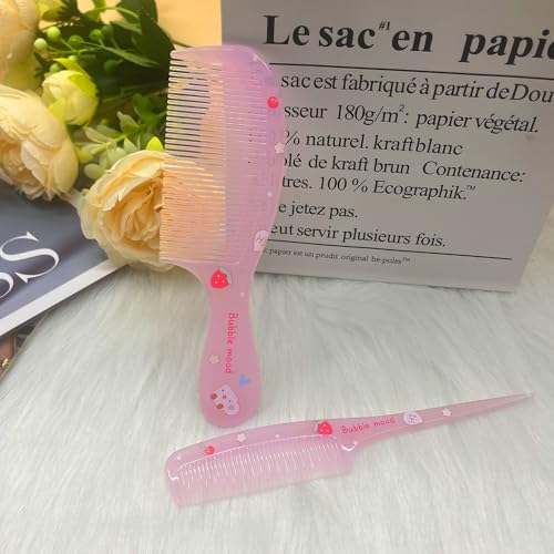 Peine mini set 2 piezas rosa portátil antiestático miniatura 2