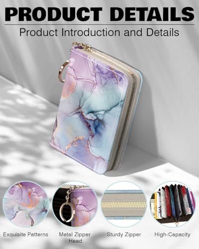 Credit Card Holder, Stylish RFID-Blocking Women's Slim Wallet Perfect for Business and Everyday Use, Keep Your Belongings Safe and Organized (Colorful Marble)4