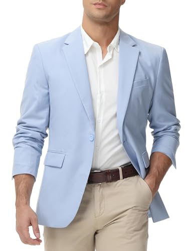 TURETRENDY Men's Casual Blazer Jacket One Button Sport Coat Lightweight Slim Fit Suit