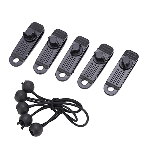 Culnflun 5 Pcs Tarp Clips and Ball Bungee Cords Outdoor Heavy Duty Elastic Cord Rope Sets for Canopy Tarp Tent