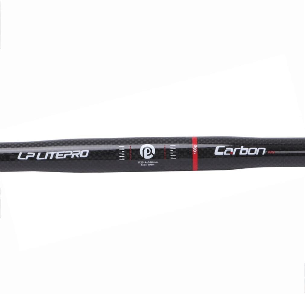 Mountain Bike Manubrio Bici Pieghevole Nero Manubrio Piatto in Fibra di Carbonio da 25,4 mm Manubrio BMX da 580 mm Leggero Bici da Strada (Color : Glossy Black)