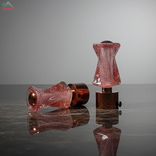 Image of Atlantic Curtain Rod Finials Set of 2, Decorative Textured Resin Finials with Rose Gold Finish for Standard Drapery Rods