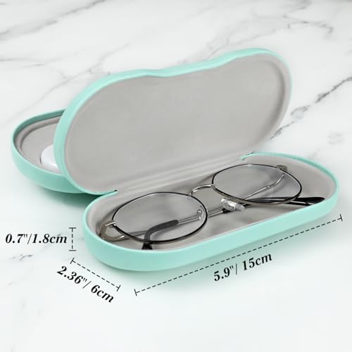 Image of MoKo Double Eyeglass Case, Contact Lens Case with Mirror Tweezers Remover, 2 in 1 Double Sided Portable Contact Lens Box Holder Container Soak Storage Kit Sunglasses Pouch for Men & Women, Green
