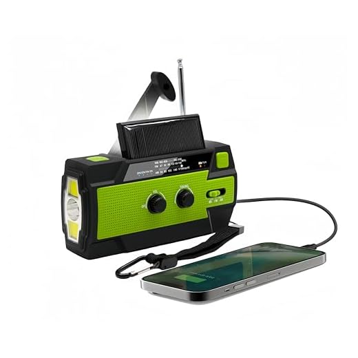 【Upgraded】 Emergency Weather Radio, Hand Crank, 4000mAH, Portable, Solar Charging, with AM/FM/NOAA, 3 LED Flashlights, Motion Sensor, Reading Lamp, SOS Alarm, Rechargeable (Green)