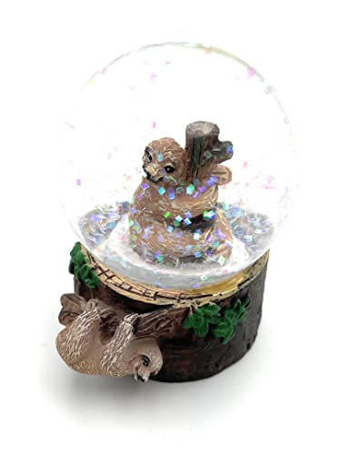 Onwomania Sloth Cute Height 6.5 cm Snow Globe Glitter Ball Shake Ball Multicoloured