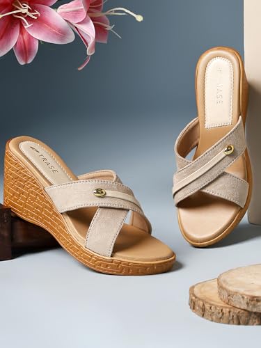 Image of TRASE Heel Luxe Wedge Heels For Women - Wedge Sandals For Women Stylish - Women Fashion Cross Strap Sandals - Comfortable Women Heels Wedges - Wedges Women