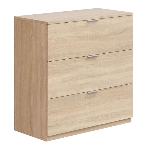 Miroytengo Cómoda Dormitorio Matrimonio 3 Cajones Color Roble Canadian 80x77x38 cm