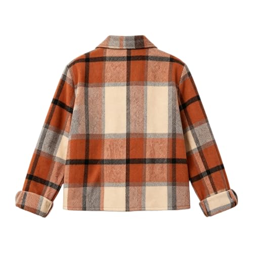 Elneeya Plaid Jacket Women Cropped Retro Button Down Collared Fall Coats - image 7