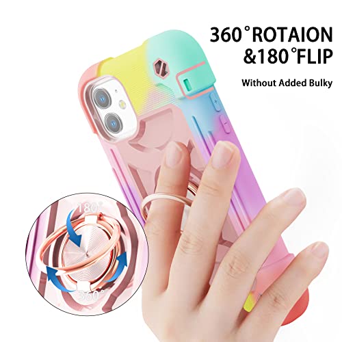Image of MARKILL Compatible with iPhone 11 Case 6.1 Inch with 360Rotate Ring Stand, Military Grade Drop Protection Full Body Rugged Heavy Duty Case 3 in 1 Protective Cover