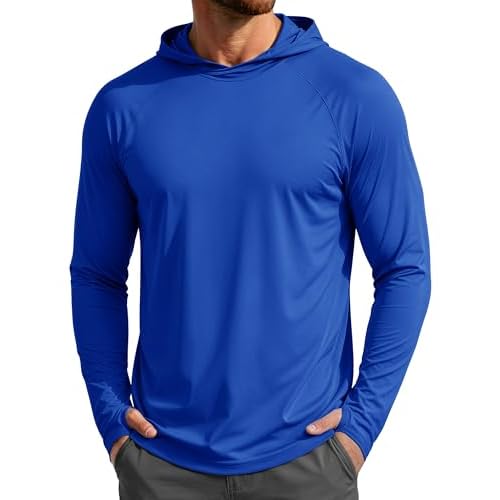 MAGCOMSEN Men's UPF 50+ Sun Protection Hoodies Quick Dry Long Sleeve Rash Guard Lightweight Hoodie Shirt Fishing Running