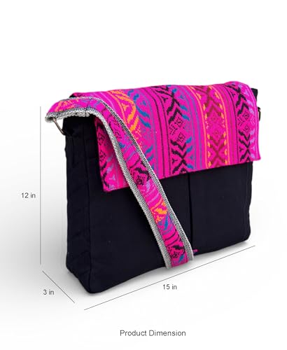 Image of The House of tara Handloom Fabric Messenger Bags for Women | Cotton Canvas Laptop Sling Bag Upto 15.6 Inches | Stylish Crossbody Sling Bag Comes with Flap Closure.