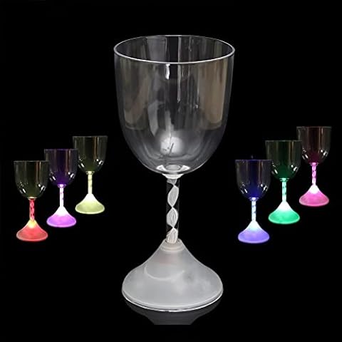 LED Light Up Flashing Wine Goblet Wine Glasses Plastic Flashing Cups 8 oz, Set of 6 Cover
