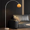 LightInTheBox Modern LED Arc Floor Lamp Silver Floor Lamp Glass Shade Standing Lamp with Marble Base Floor Light for Living Room Reading Bedroom Home Office