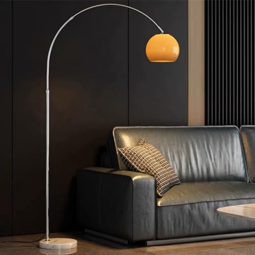 LightInTheBox Modern LED Arc Floor Lamp Silver Floor Lamp Glass Shade Standing Lamp with Marble Base Floor Light for Living Room Reading Bedroom