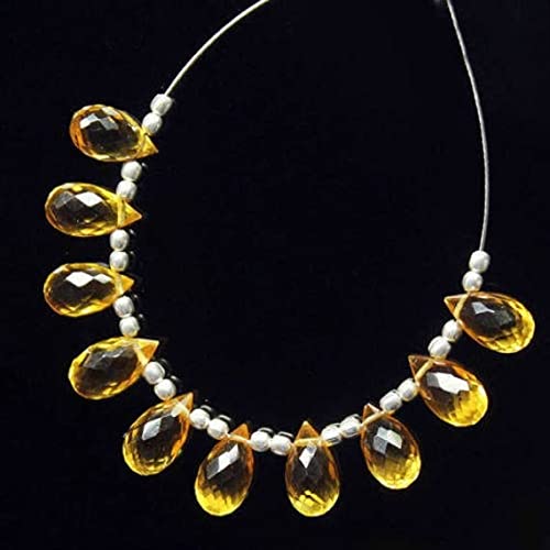 Perles quartz saphir jaune LKBEADS briolette goutte 10x5mm pour création bijoux diy