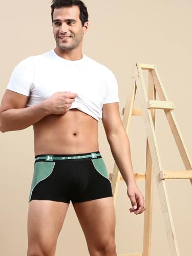 Image of KOFFY Pliable Cotton Modal Colorblocked Mini Trunk with Seamless Waistband