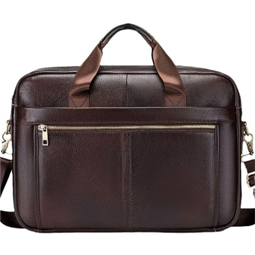 MTKSFDC Bandolera Piel Hombre Maletín Ejecutivo de Cuero Genuino for Hombre, Bolso de Negocios Retro, Bolso for portátil A4, Bolso de Mano for Hombre, Bolso Cruzado de Viaje.(Coffee)
